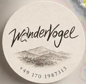 Wandervogel-Sticker mit gezeichneter Berglandschaft